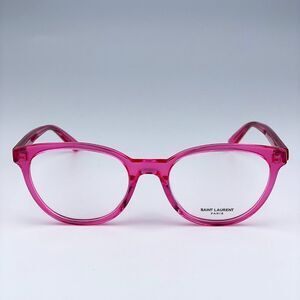 SALE! NEW Saint Laurent SL589 004 Transparent Fuchsia Pink Oval Women Eyeglasse